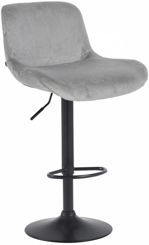 Barová židle Solon - samet, černý rám - šedá