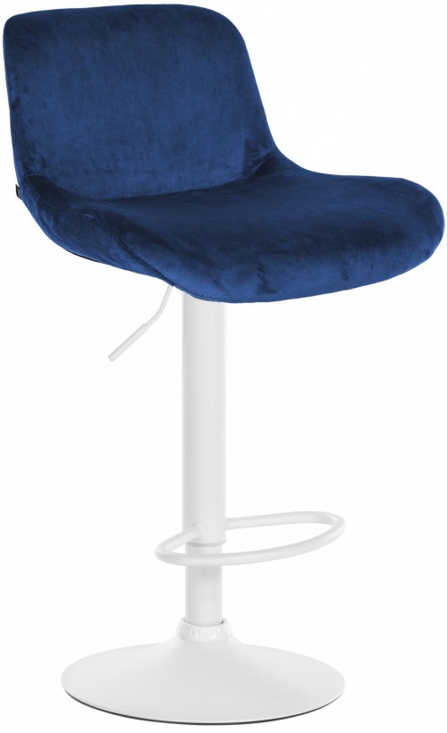 Barová židle Solon - samet, bílý rám - modrá