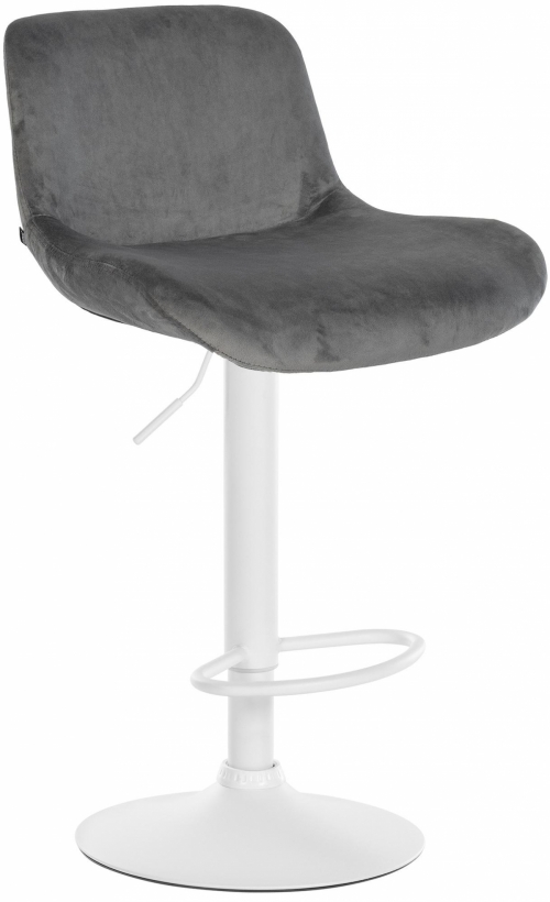 Barová židle Solon - samet, bílý rám - tmavě šedá