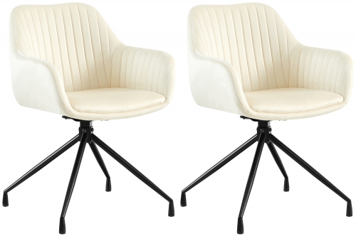 Set 2 jídelních židlí Welby samet - krémová