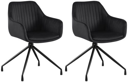 Set 2 jídelních židlí Welby samet - černá