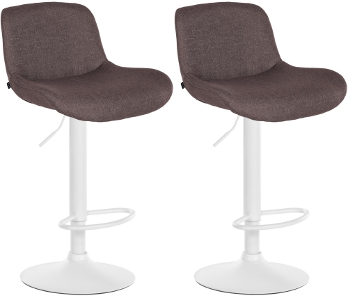 2x Barová židle Solon - látka, bílý rám- tmavě hnědá