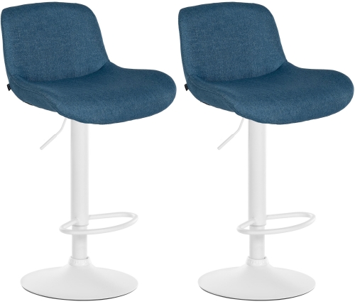 2x Barová židle Solon - látka, bílý rám- modrá