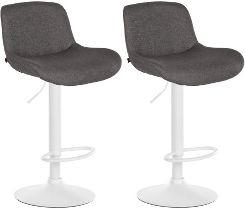 2x Barová židle Solon - látka, bílý rám- tmavě šedá