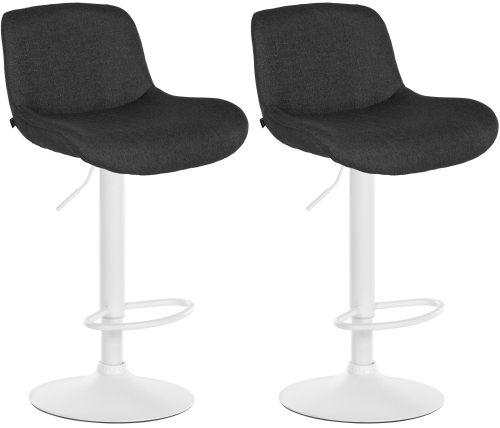 2x Barová židle Solon - látka, bílý rám- černá