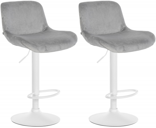 2x Barová židle Solon - samet, bílý rám - šedá