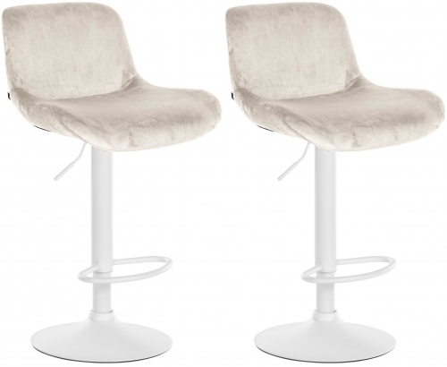 2x Barová židle Solon - samet, bílý rámeček krém