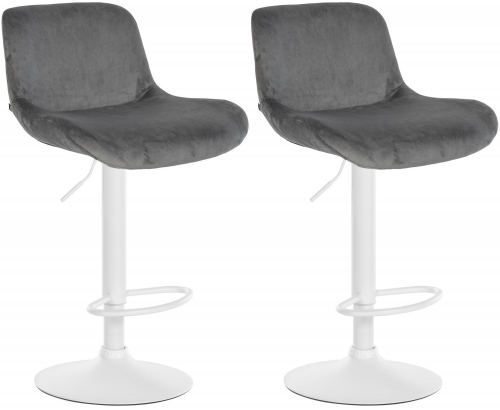 2x Barová židle Solon - samet, bílý rám- tmavě šedá