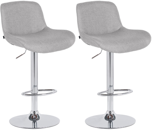 2x Barová židle Solon - látka, chrom rám - světle šedá