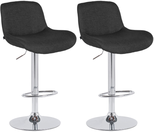 2x Barová židle Solon - látka, chrom rám - černá