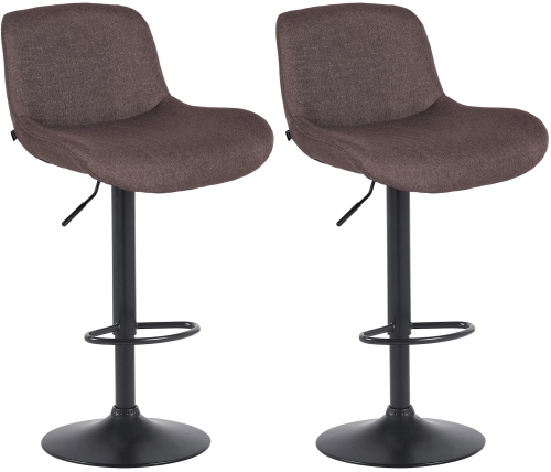 2x Barová židle Solon - látka, černý rám - tmavě hnědá