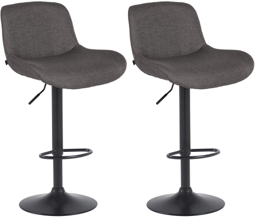 2x Barová židle Solon - látka, černý rám - tmavě šedá