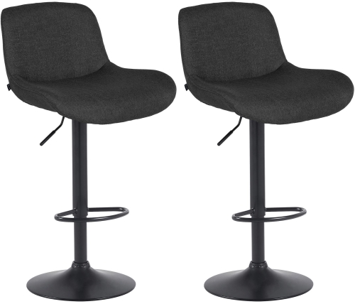 2x Barová židle Solon - látka, černý rám - černá
