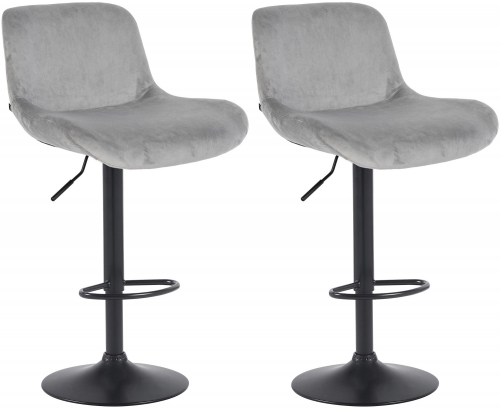 2x Barová židle Solon - samet, černý rám - šedá