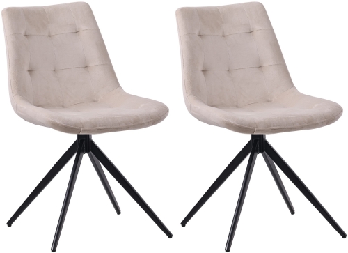 Set 2 jídelních židlí Merna samet - krémová