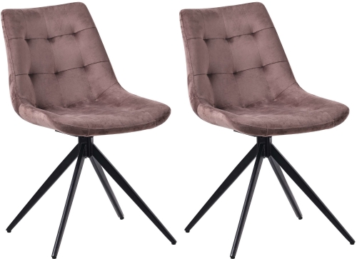Set 2 jídelních židlí Merna samet - hnědá