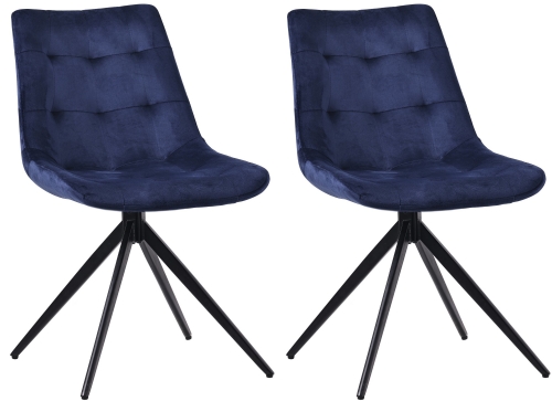 Set 2 jídelních židlí Merna samet - tmavě modrá