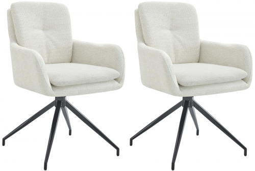 Set 2 jídelních židlí Pickett - látka - krémová