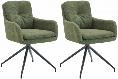 Set 2 jídelních židlí Pickett - látka - zelená