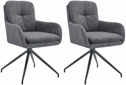 Set 2 jídelních židlí Pickett - látka - tmavě šedá