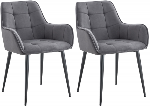 Set 2 jídelních židlí Ferndale samet - tmavě šedá