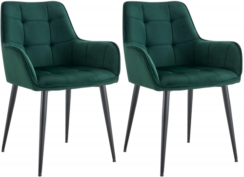 Set 2 jídelních židlí Ferndale samet - tmavě zelená