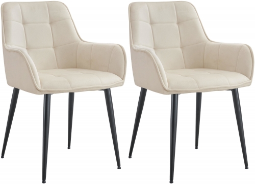 Set 2 jídelních židlí Ferndale samet - krémová