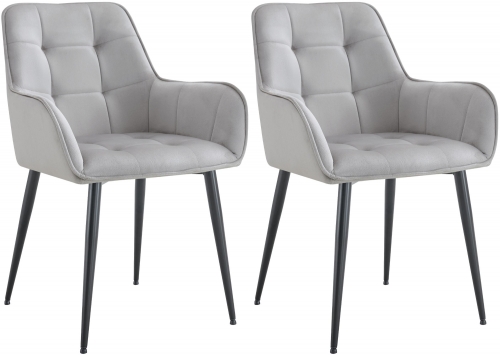 Set 2 jídelních židlí Ferndale samet - světle šedá