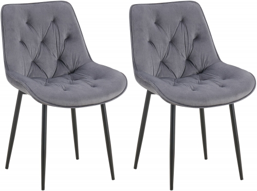 Set 2 jídelních židlí Wallace samet - tmavě šedá