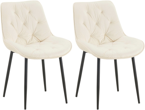 Set 2 jídelních židlí Wallace samet - krémová