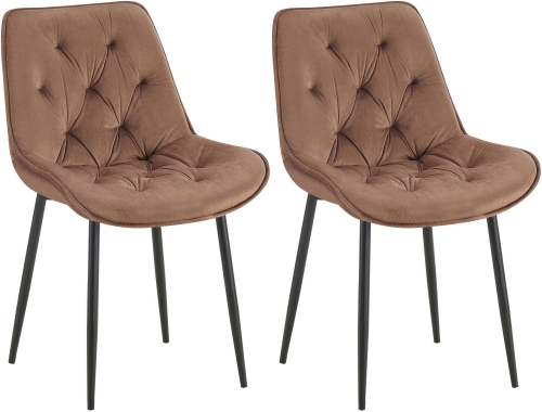 Set 2 jídelních židlí Wallace samet - hnědá