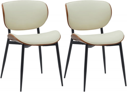 Set 2 jídelních židlí Enid - koženka - ořech/krém