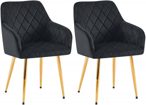 Set 2 jídelních židlí Monett G - samet, zlatý rám - černá