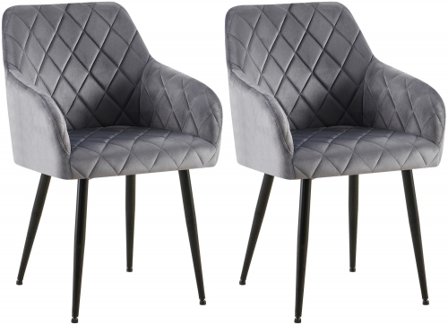 Set 2 jídelních židlí Monett B - samet, černý rám - tmavě šedá
