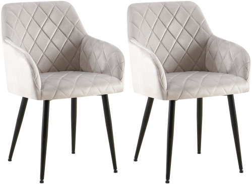 Set 2 jídelních židlí Monett B - samet, černý rám - šedá