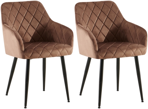 Set 2 jídelních židlí Monett B - samet, černý rám - hnědá
