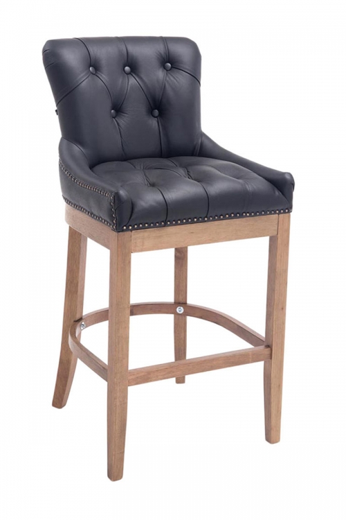 Barová židle Buckingham ~ kůže, dřevěné nohy světlá antik