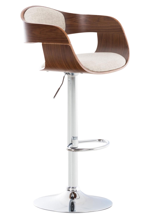 Barová židle King ~ látka, dřevo ořech - Krémová