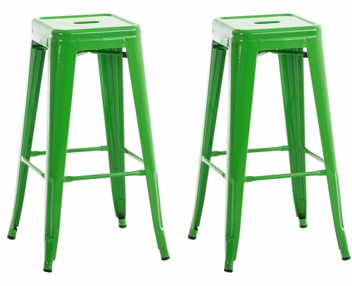 Kovová barová židle Josh (SET 2 ks) - Zelená