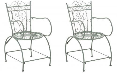 Kovová židle Sheela s područkami (SET 2 ks) - Zelená antik