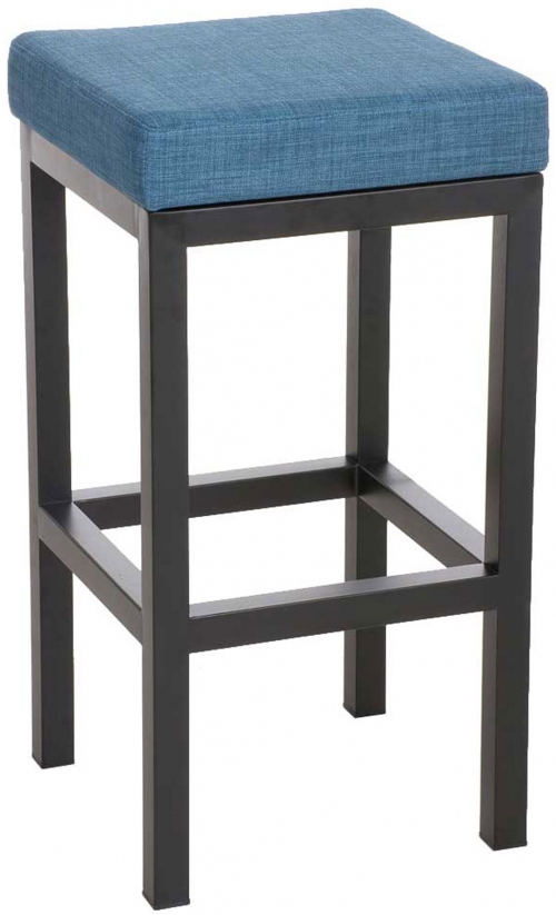 Barová židle Taylor 85 cm ~ látka, kovové nohy černé - Modrá