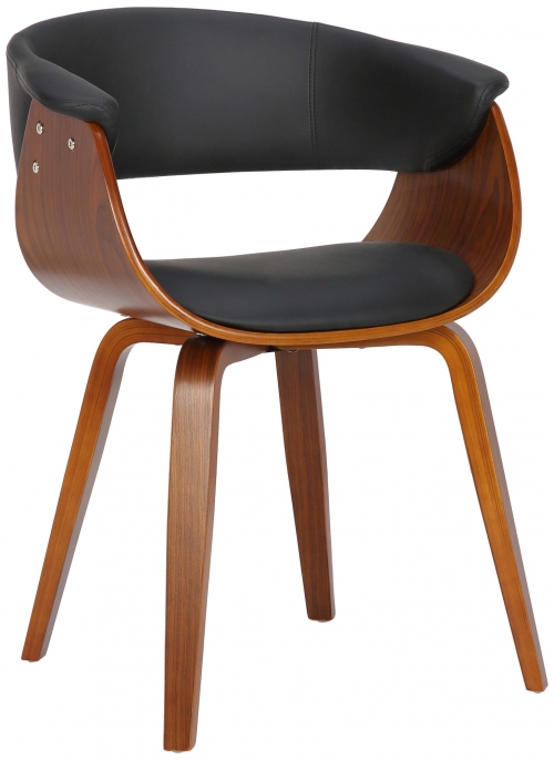 Židle Bruce ~ koženka, dřevěné nohy ořech - Černá