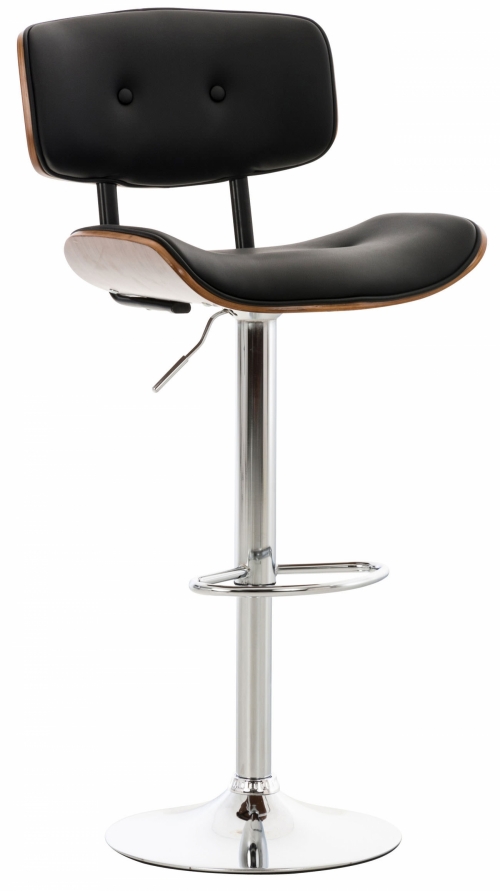 Barová židle Sarnia ~ koženka, dřevo ořech - Černá