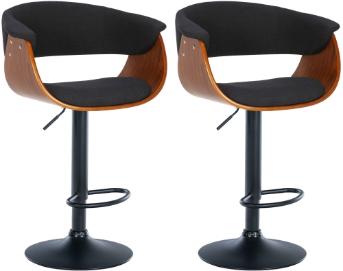 Barová židle Vestal (SET 2ks) ~ látka, dřevo ořech - Černá