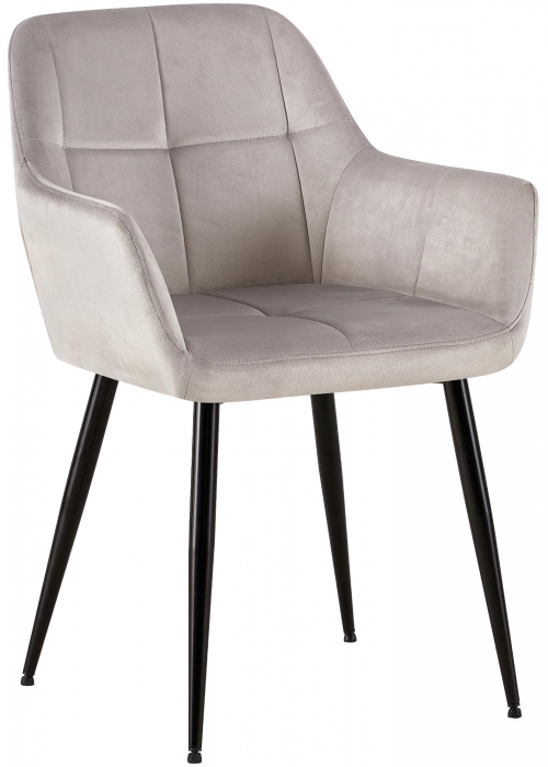 Jídelní židle Emia - samet, kovové nohy černé - Světle šedá