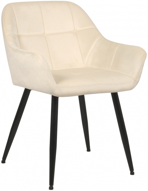 Jídelní židle Emia - samet, kovové nohy černé - Krémová