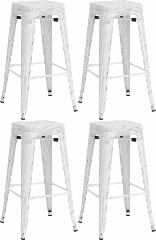 Kovová barová židle Fletcher (SET 4 ks) - Bílá