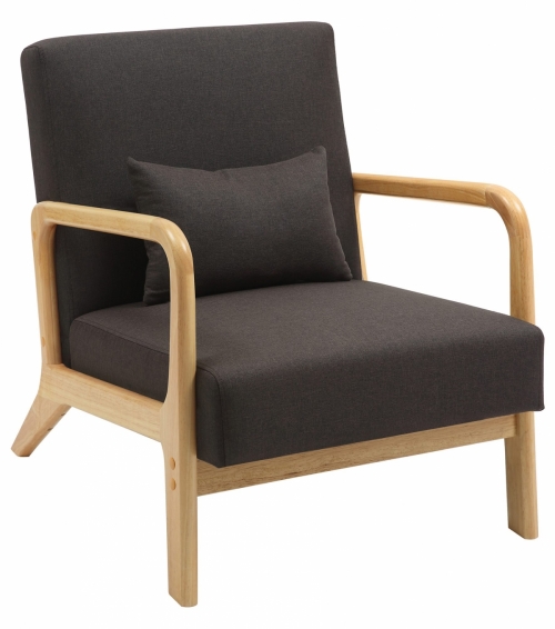 Kreslo Hibbing - látka, dřevěné nohy natur - Hnědá