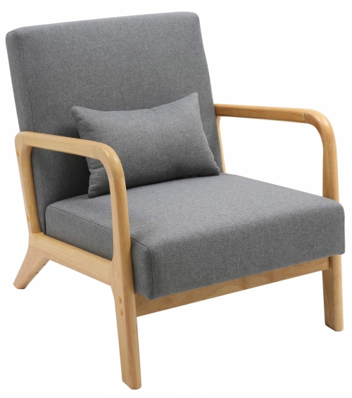 Kreslo Hibbing - látka, dřevěné nohy natur - Světle šedá