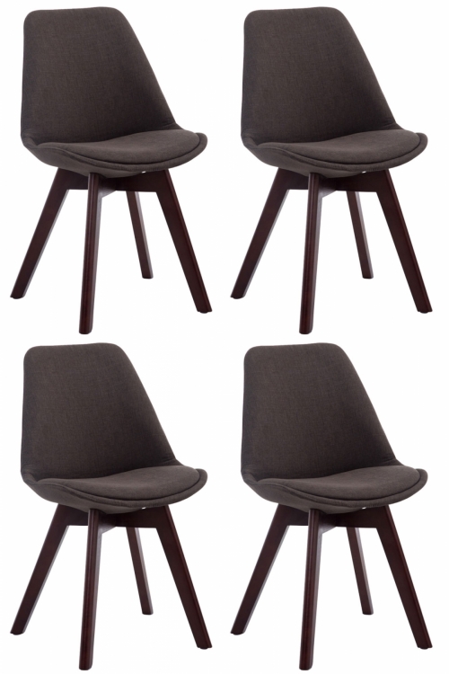 Židle Borne V2 látka (SET 4 ks), dřevené nohy ořech - Tmavě šedá